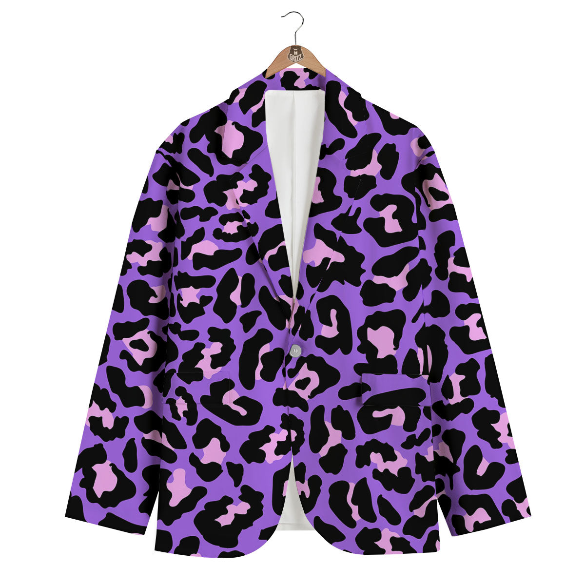 Leopard Pink And Purple Print Men's Blazer-grizzshop