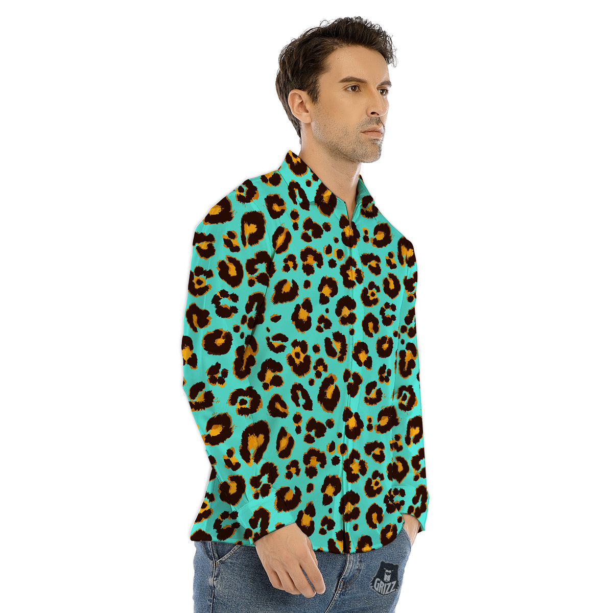 Leopard Pink And Purple Print Men's Dress Shirts-grizzshop