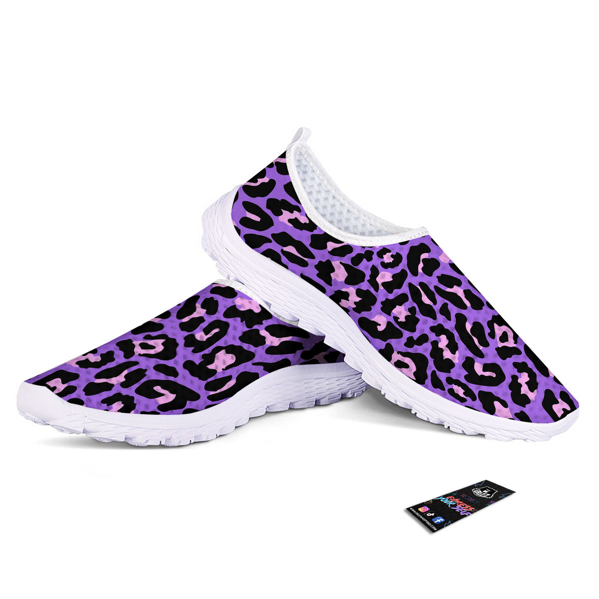 Leopard Pink And Purple Print Nurse Shoes-grizzshop