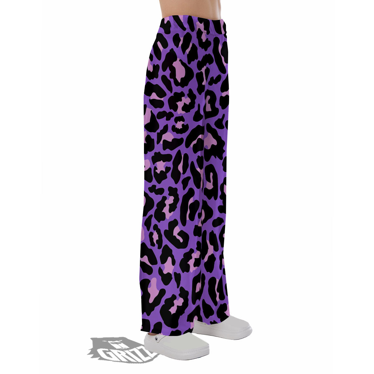 Leopard Pink And Purple Print Pajama Pants-grizzshop