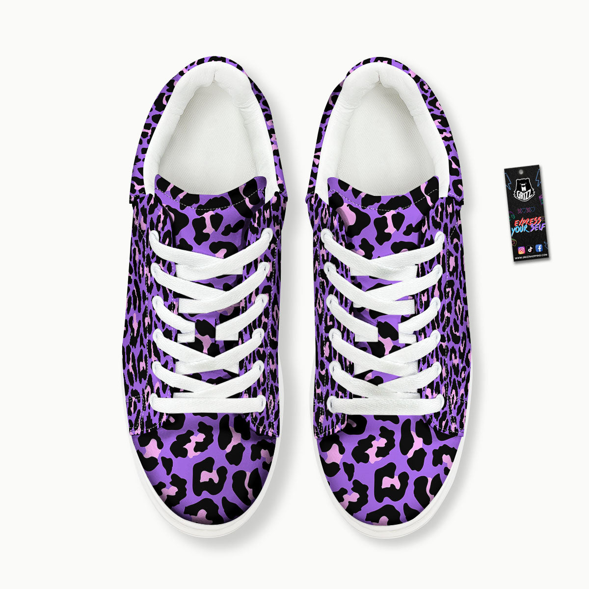 Leopard Pink And Purple Print Platform Shoes-grizzshop