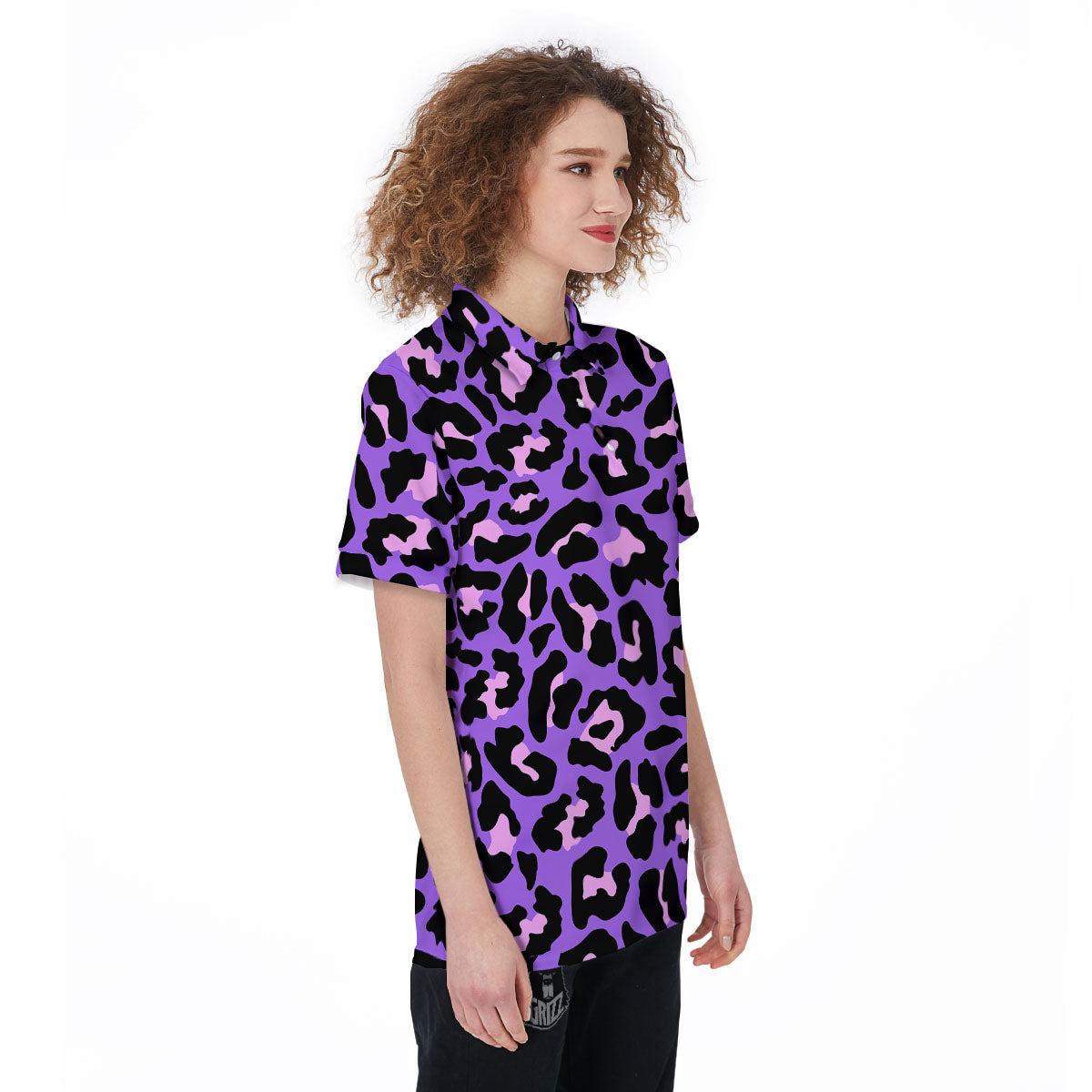 Leopard Pink And Purple Print Women's Golf Shirts-grizzshop