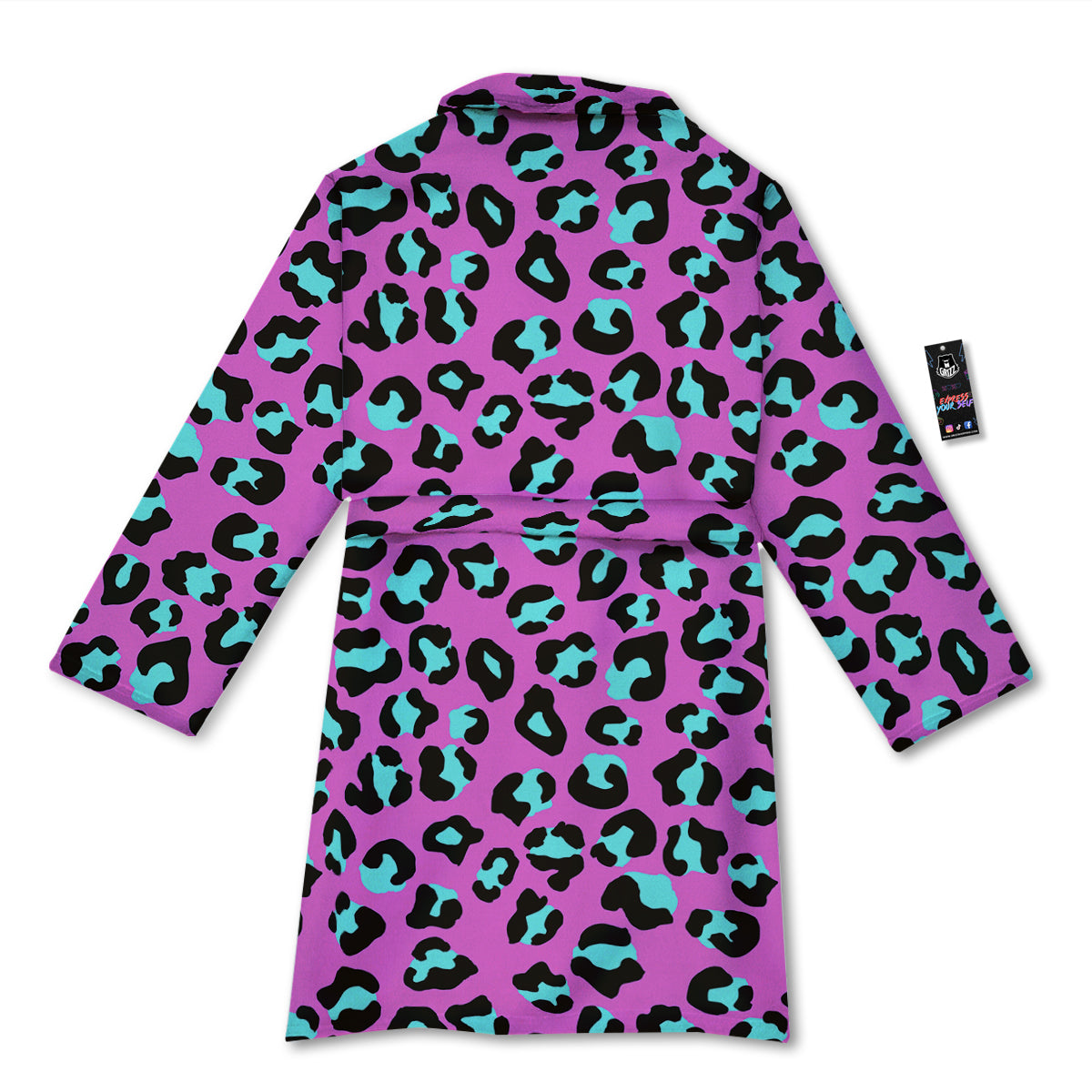 Leopard Pink And Turquoise Print Pattern Bathrobe-grizzshop