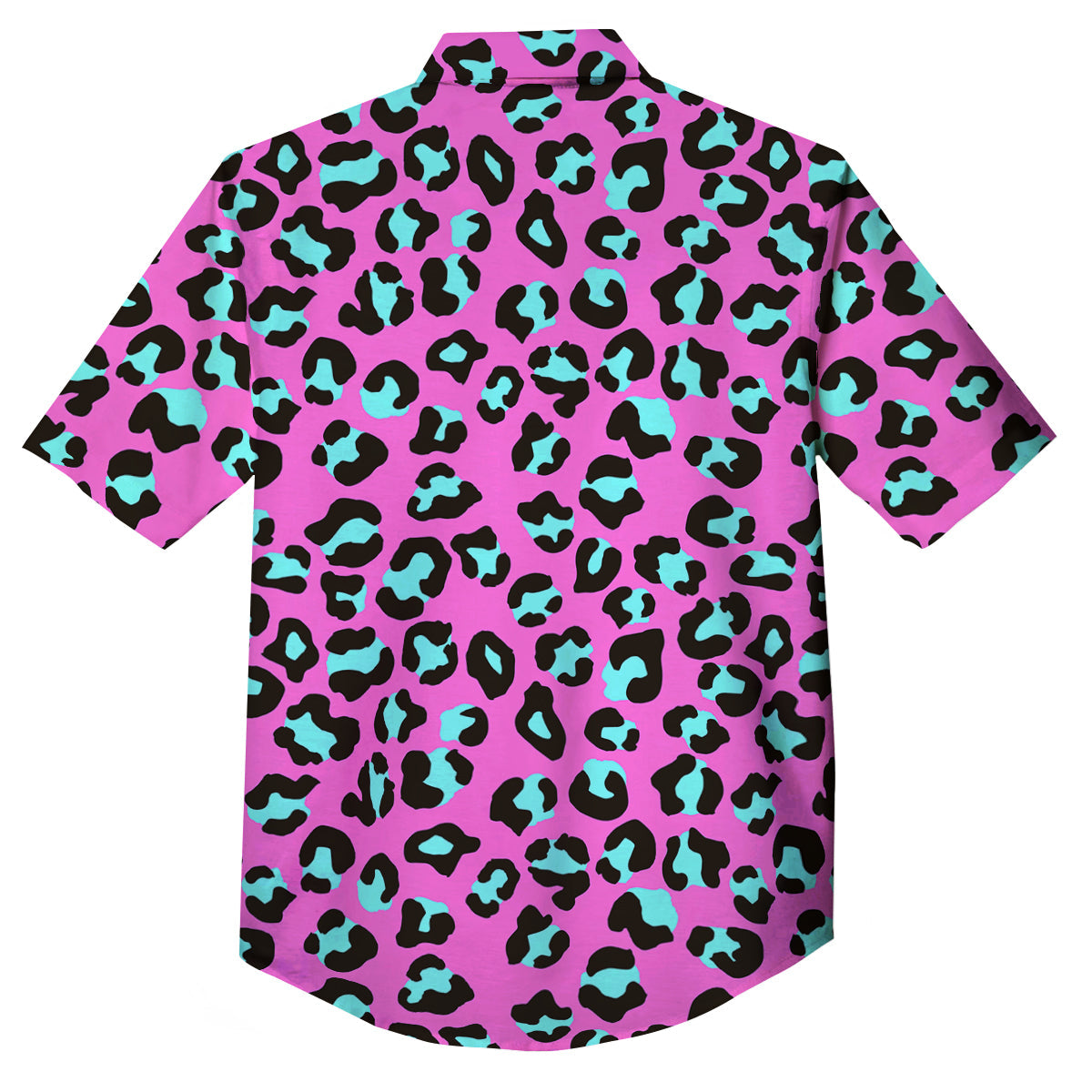 Leopard Pink And Turquoise Print Pattern Button Up Shirt-grizzshop