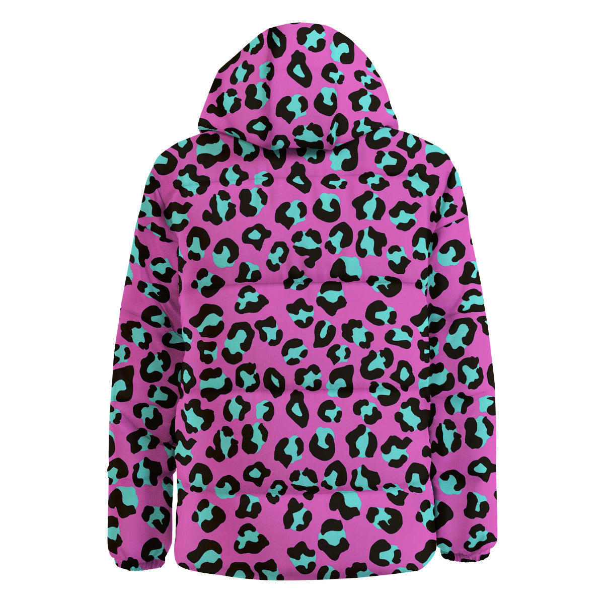 Leopard Pink And Turquoise Print Pattern Down Jacket-grizzshop