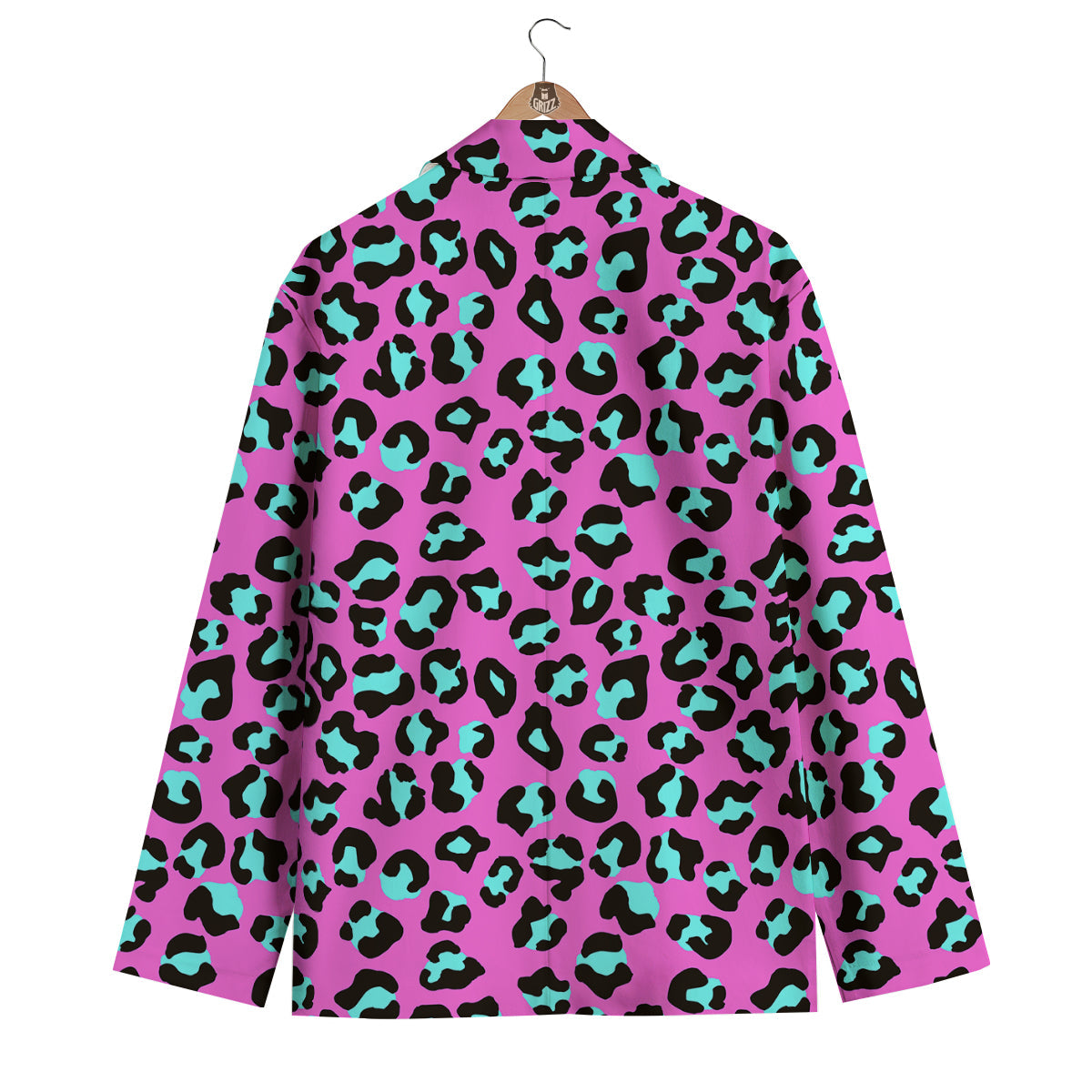 Leopard Pink And Turquoise Print Pattern Men's Blazer-grizzshop