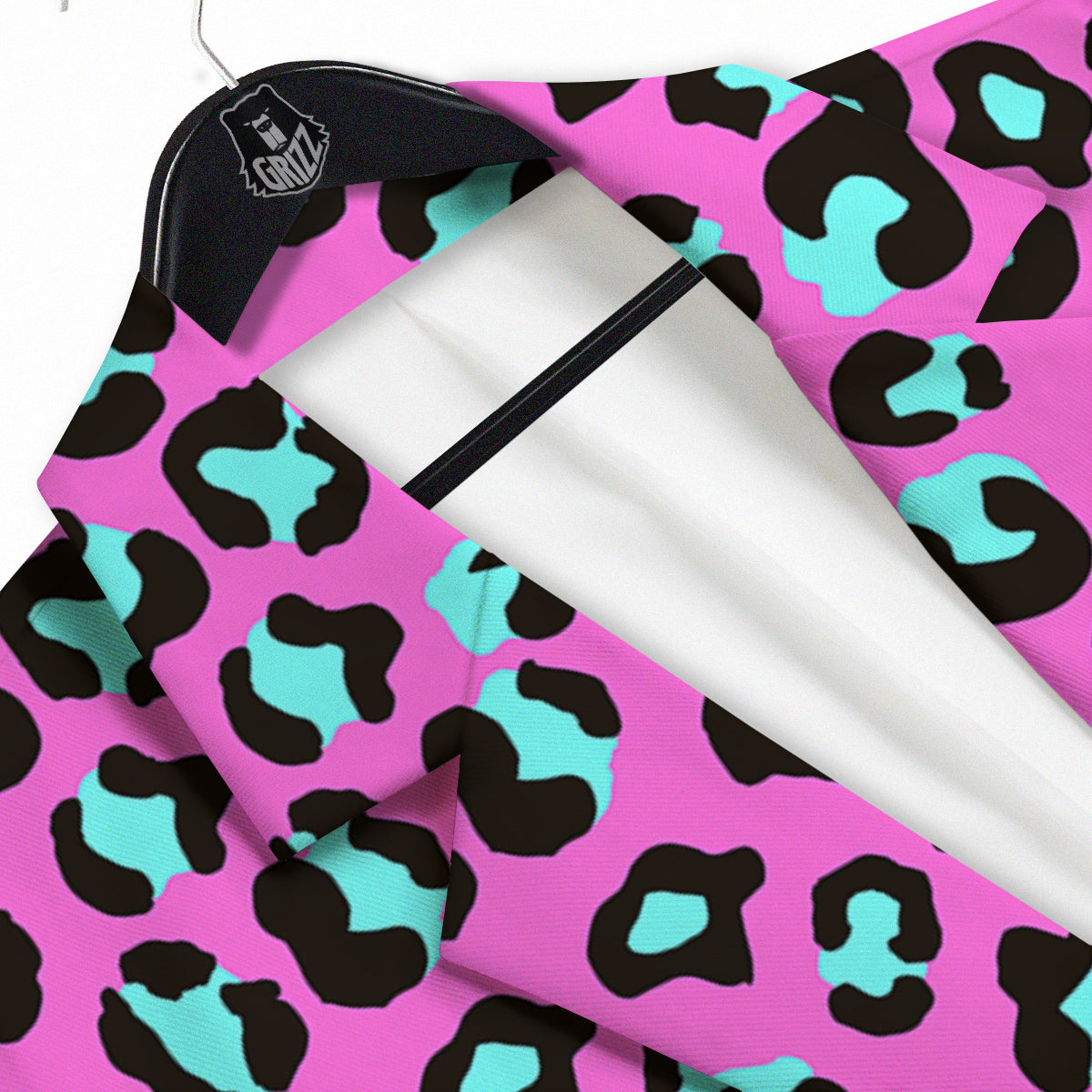 Leopard Pink And Turquoise Print Pattern Men's Sport Coat-grizzshop