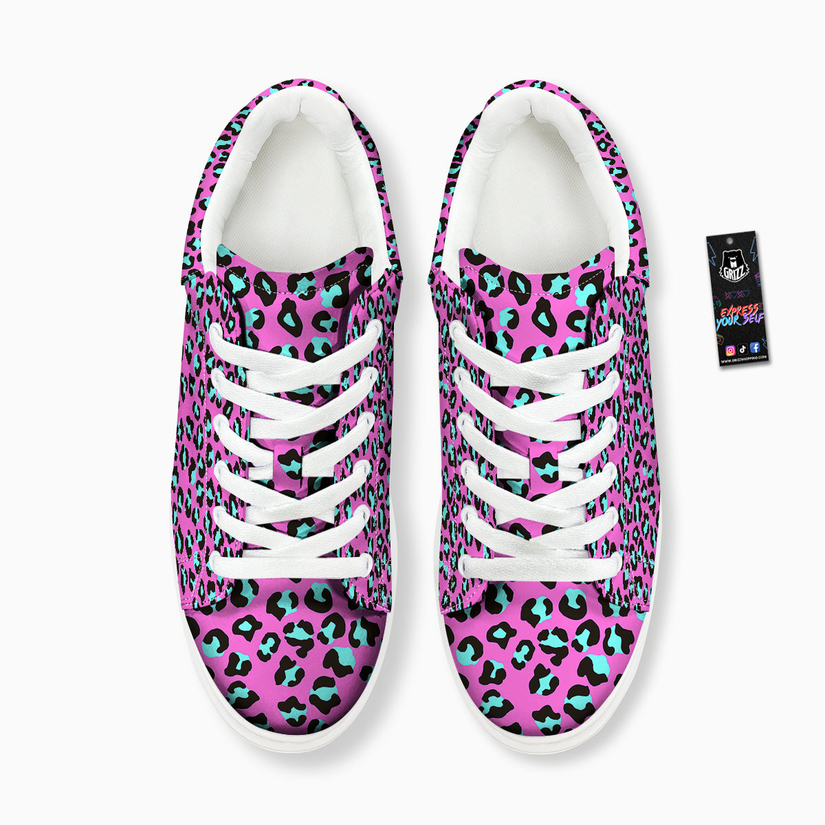 Leopard Pink And Turquoise Print Pattern Platform Shoes-grizzshop