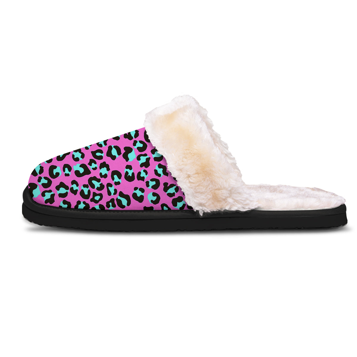Leopard Pink And Turquoise Print Pattern Slippers-grizzshop