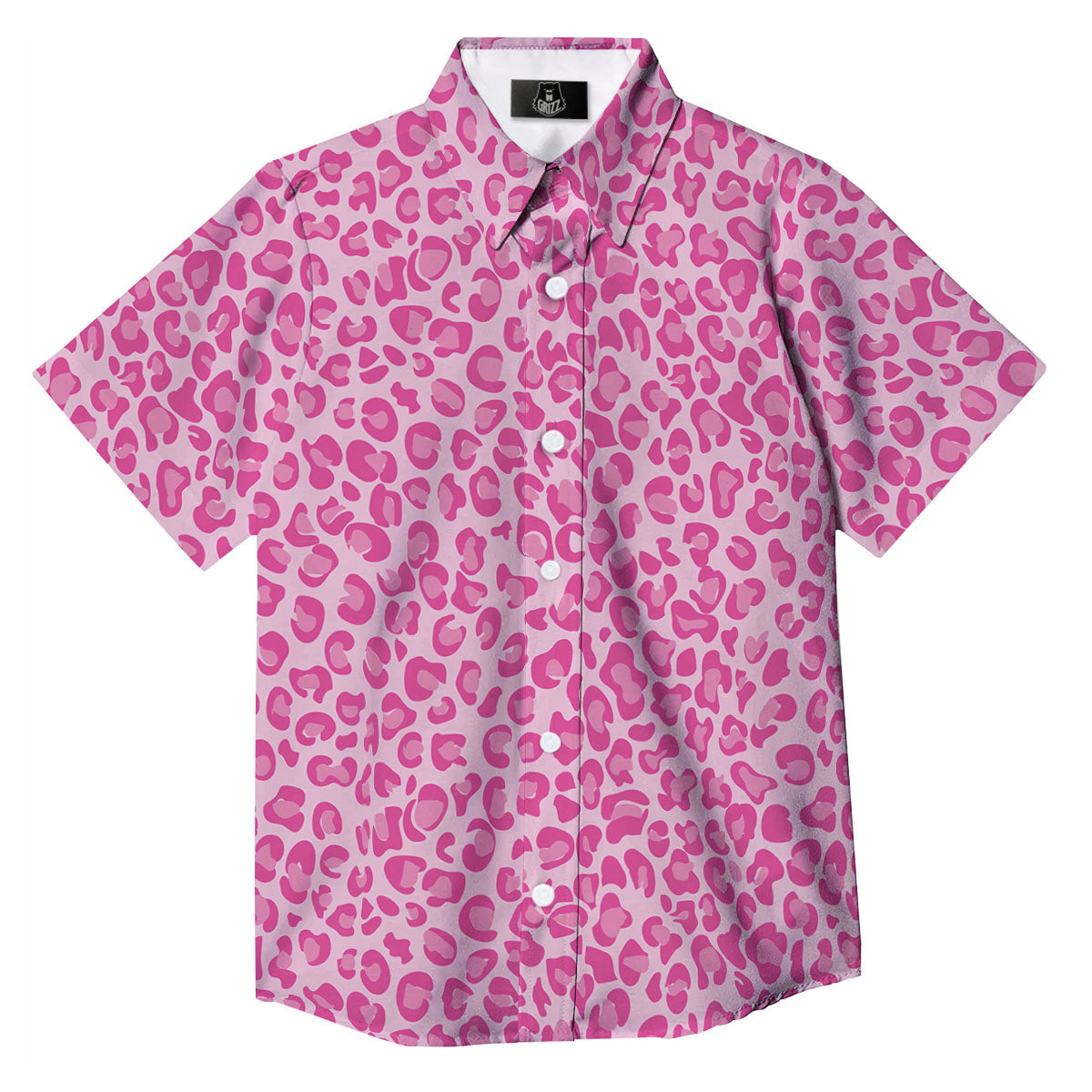 Leopard Pink Print Pattern Button Up Shirt-grizzshop