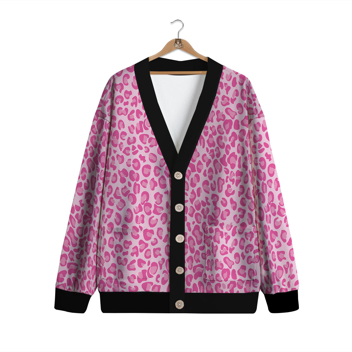 Leopard Pink Print Pattern Cardigan-grizzshop