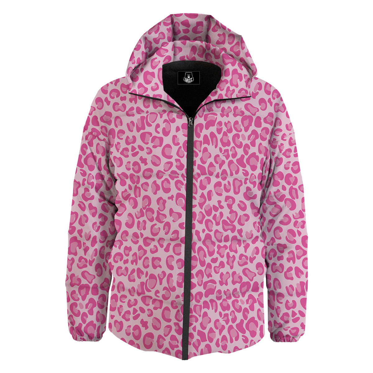 Leopard Pink Print Pattern Down Jacket-grizzshop