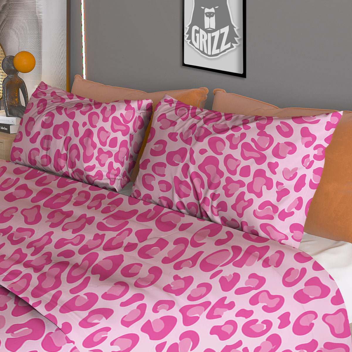 Leopard White Print Pattern Duvet Cover Bedding Set