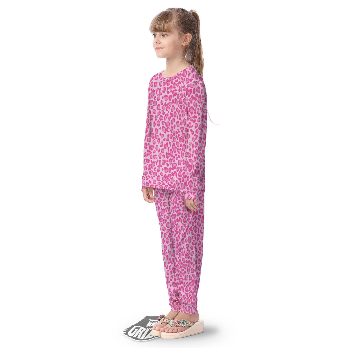 Leopard Pink Print Pattern Kid's Pajamas-grizzshop