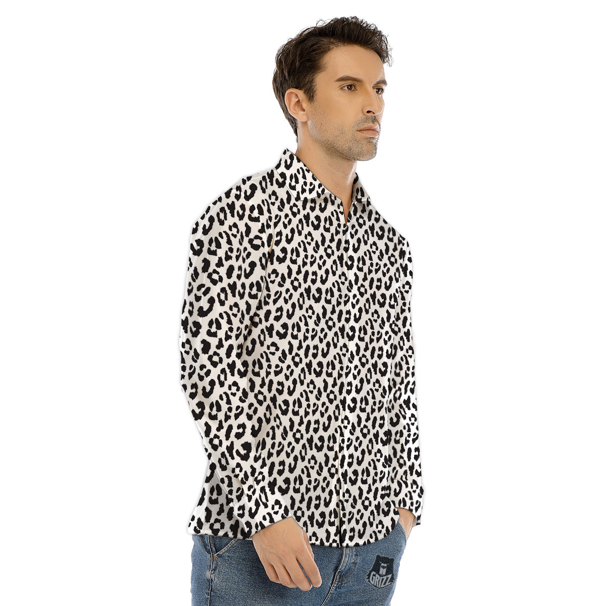 Leopard Pink Print Pattern Men's Dress Shirts-grizzshop