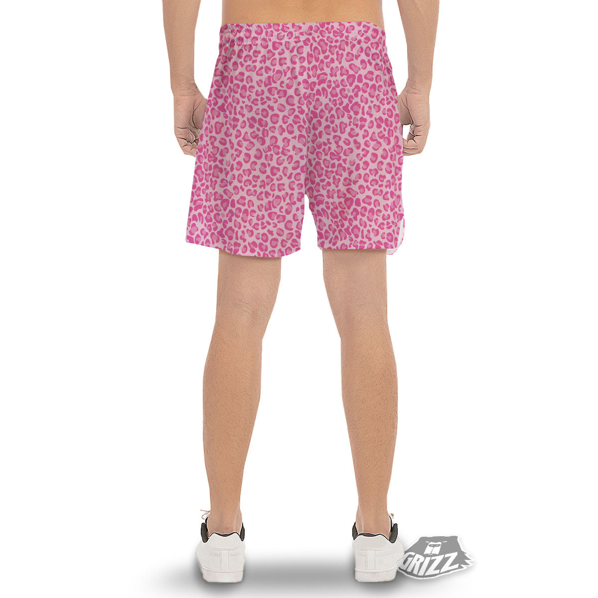 Leopard Pink Print Pattern Men's Gym Shorts-grizzshop