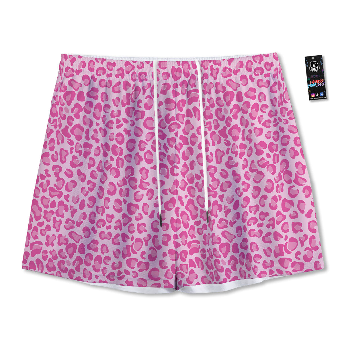Leopard Pink Print Pattern Mesh Shorts