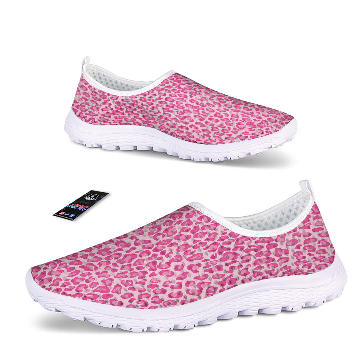 Leopard Pink Print Pattern Nurse Shoes-grizzshop