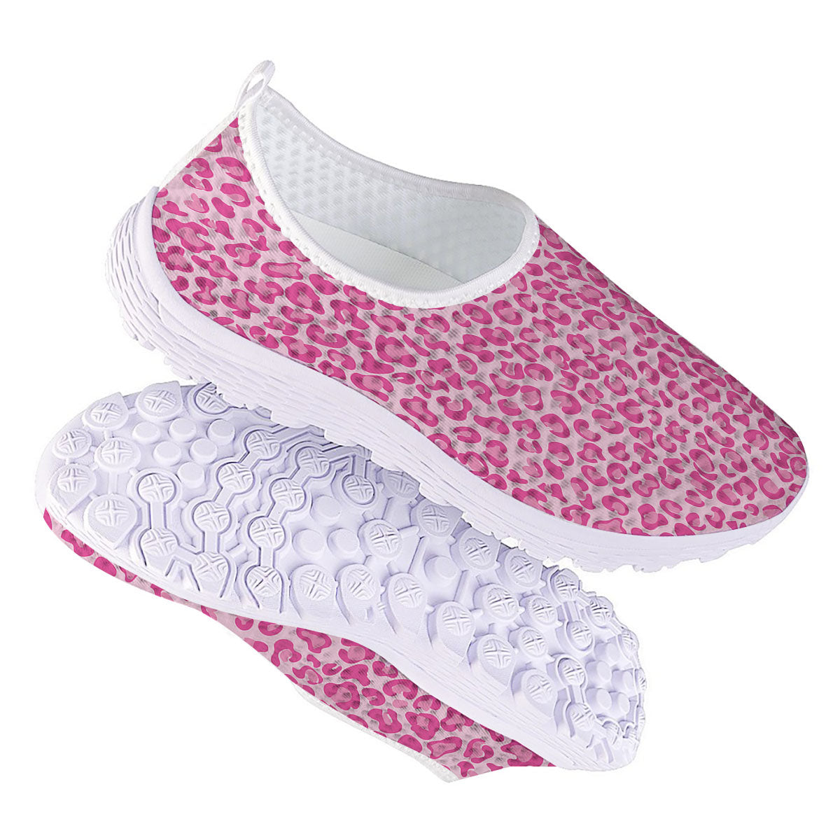 Leopard Pink Print Pattern Nurse Shoes-grizzshop