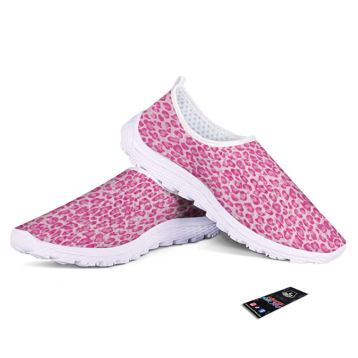 Leopard Pink Print Pattern Nurse Shoes-grizzshop