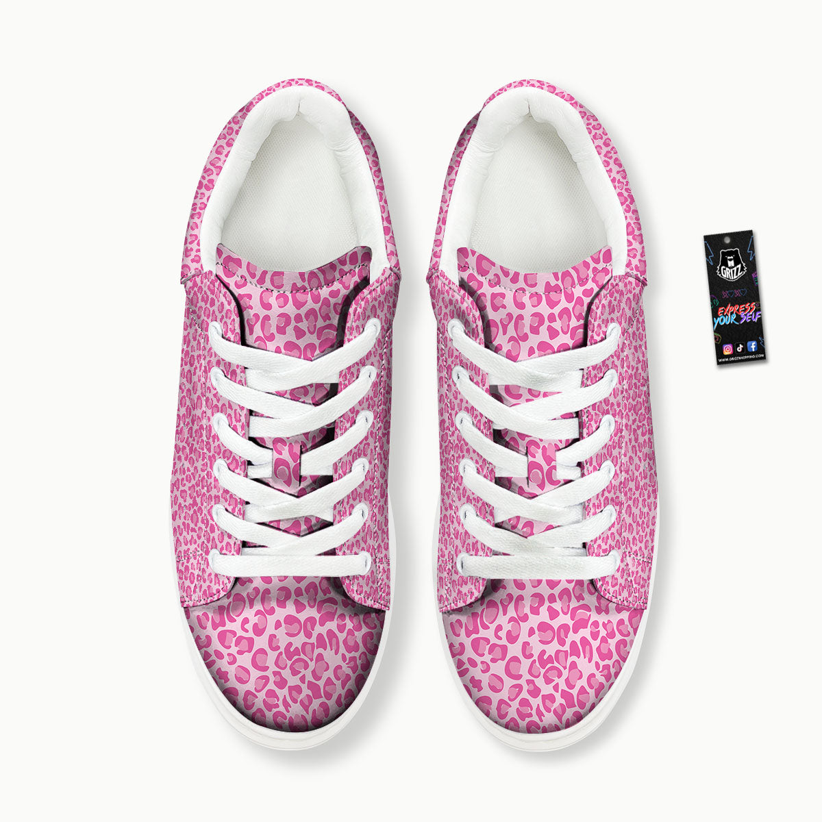 Leopard Pink Print Pattern Platform Shoes-grizzshop