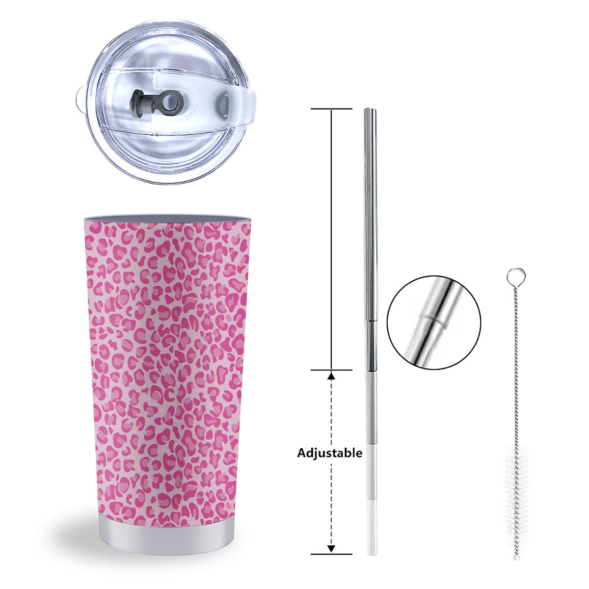 Leopard Pink Print Pattern Tumbler-grizzshop