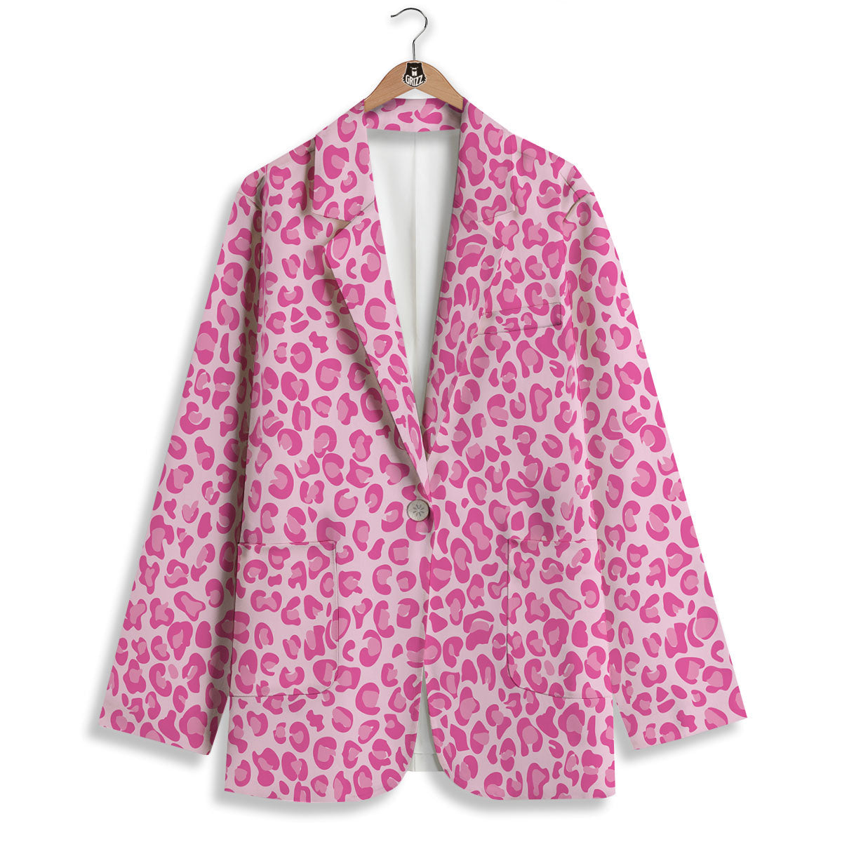 Leopard Pink Print Pattern Women's Blazer-grizzshop