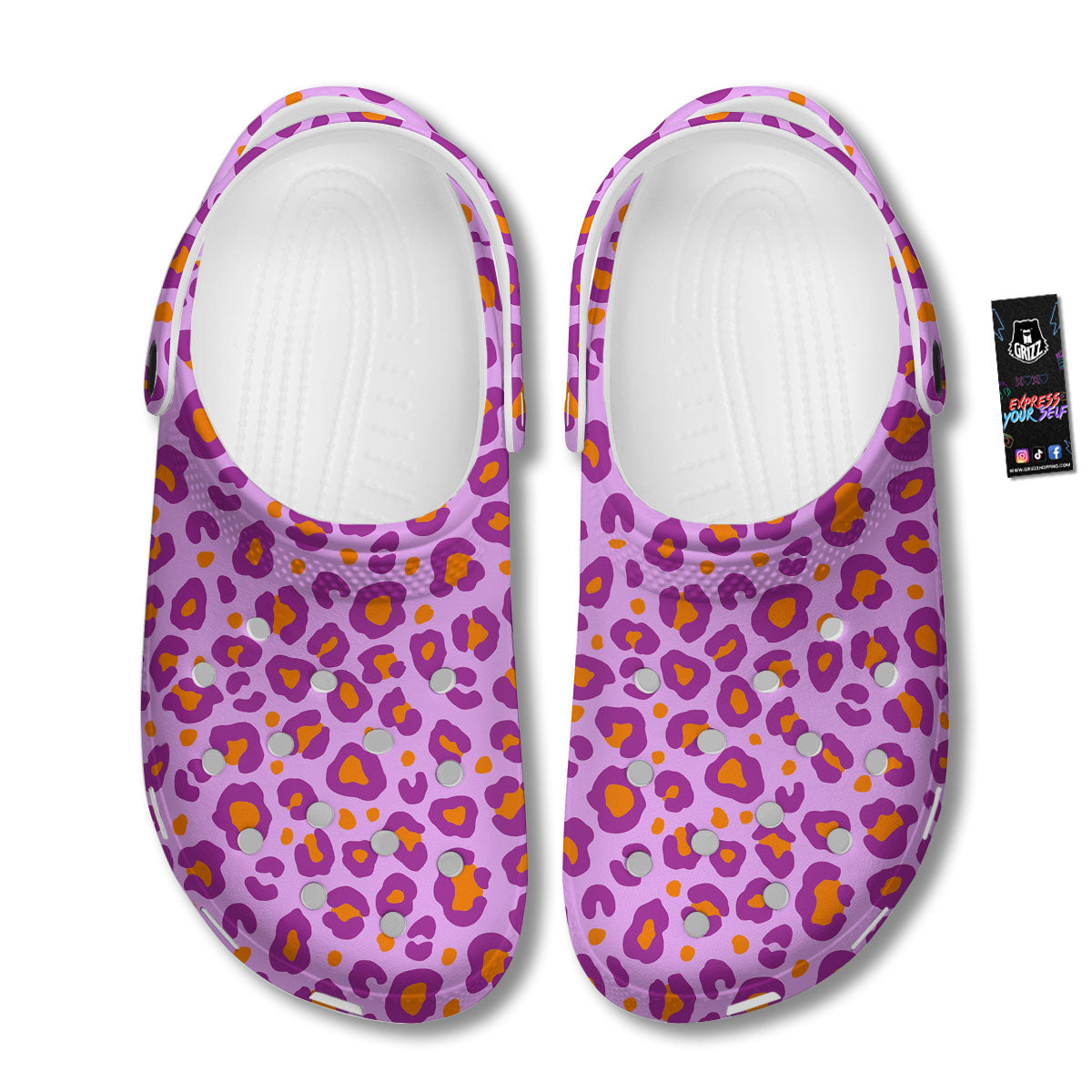 Leopard Purple And Orange Print Clog-grizzshop
