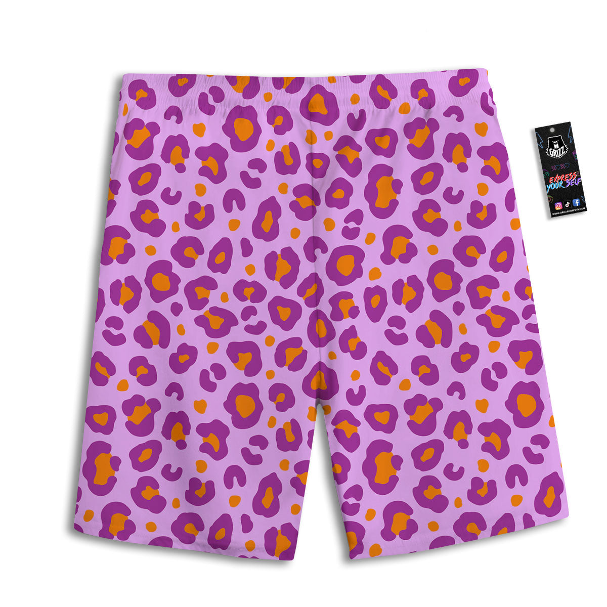 Leopard Purple And Orange Print Men's Athletic Shorts