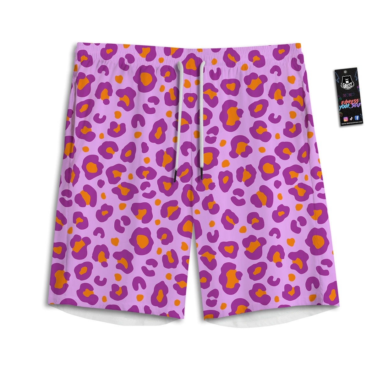 Leopard Purple And Orange Print Men's Athletic Shorts