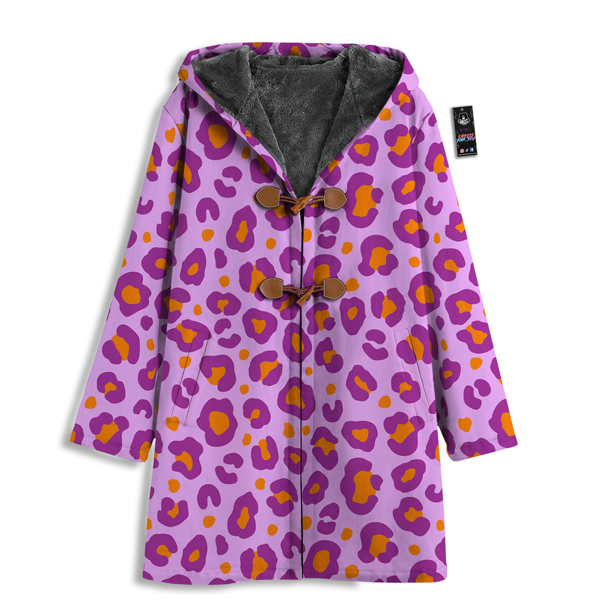 Leopard Purple And Orange Print Men's Windbreaker Jacket-grizzshop