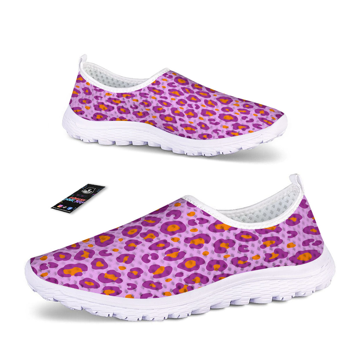 Leopard Purple And Orange Print Nurse Shoes-grizzshop