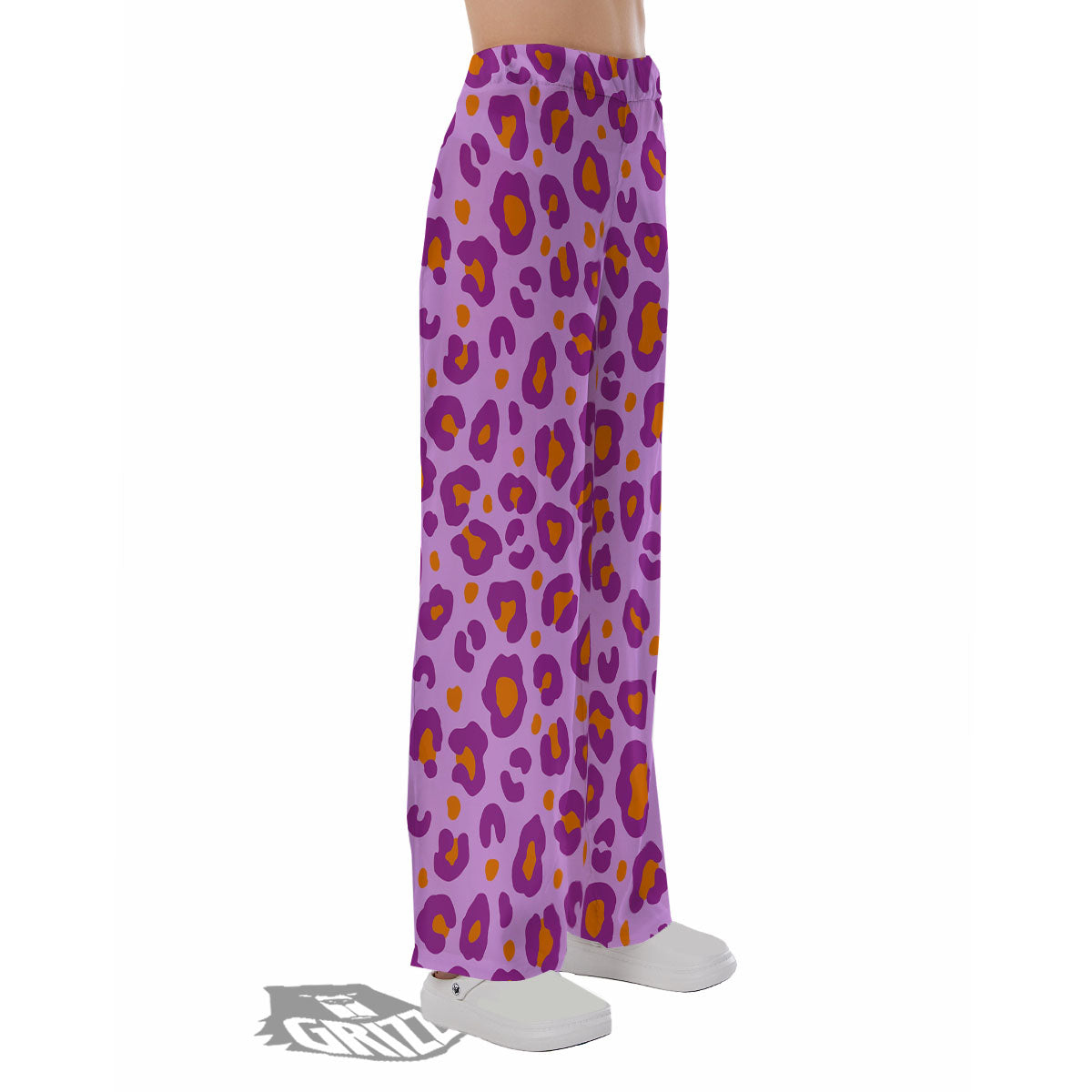 Leopard Purple And Orange Print Pajama Pants-grizzshop
