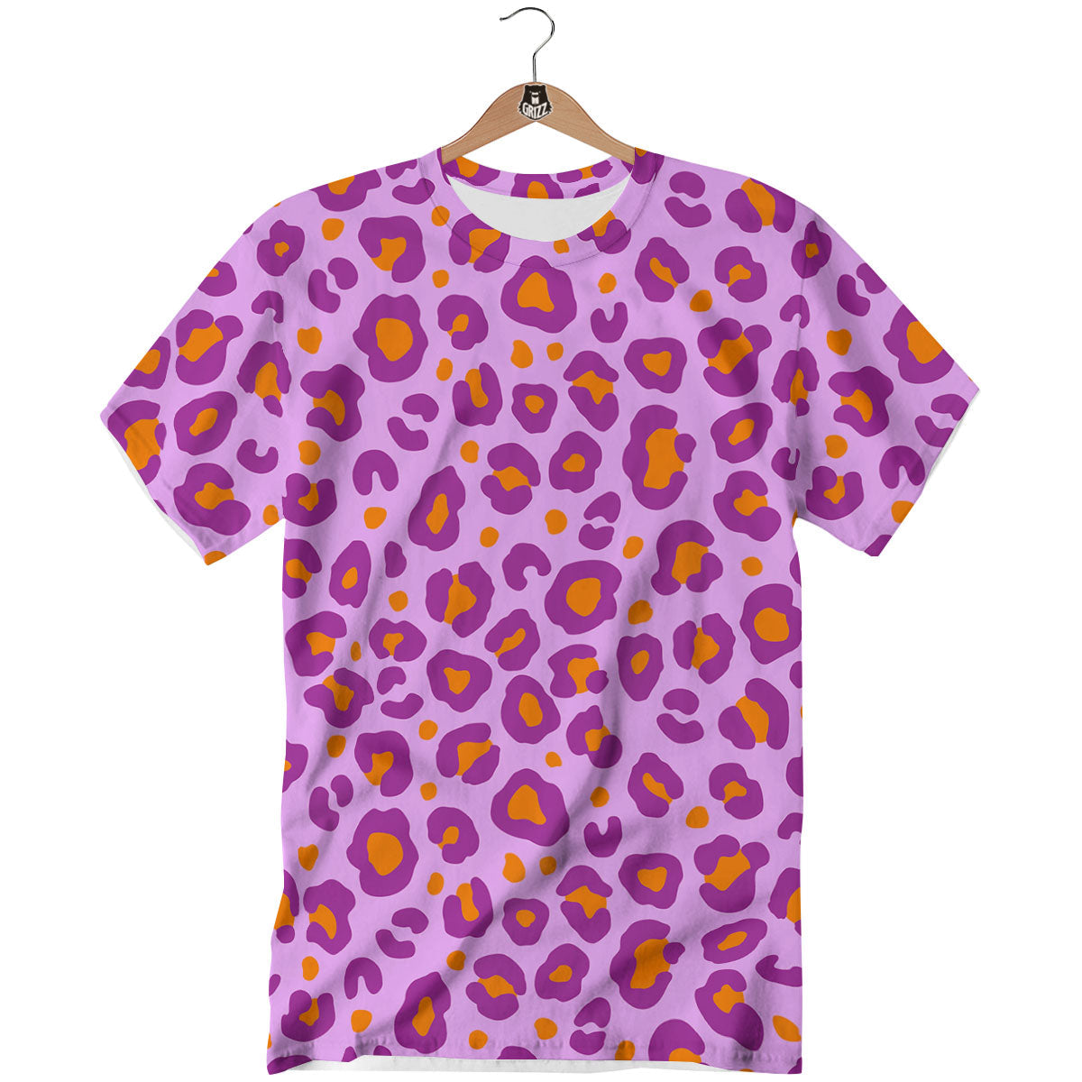 Leopard Purple And Orange Print T-Shirt-grizzshop