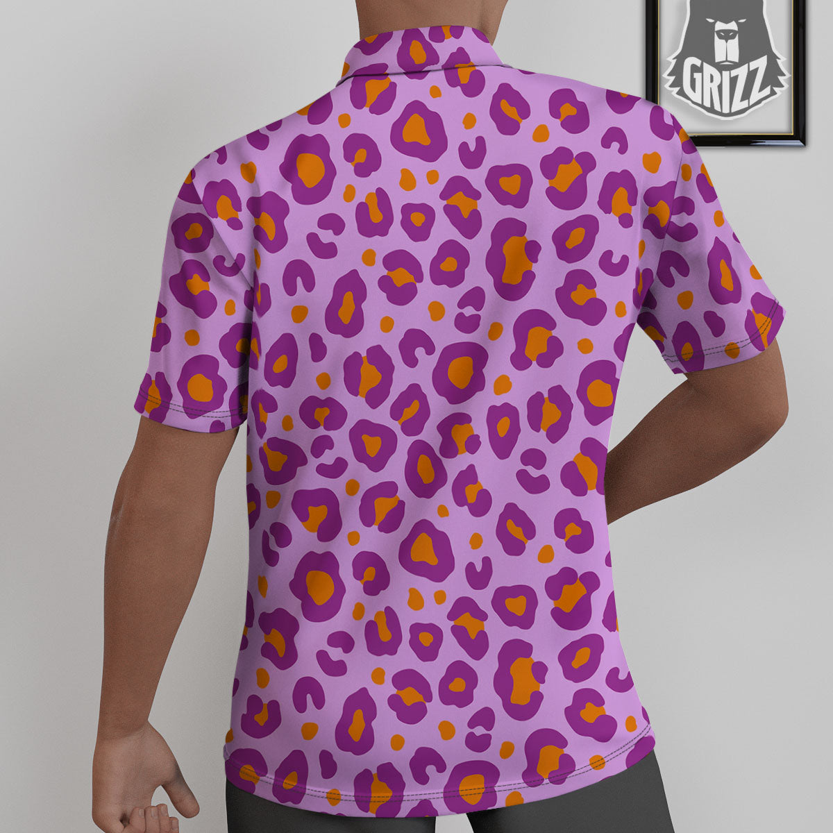 Leopard Purple And Orange Print Untucked Shirts-grizzshop