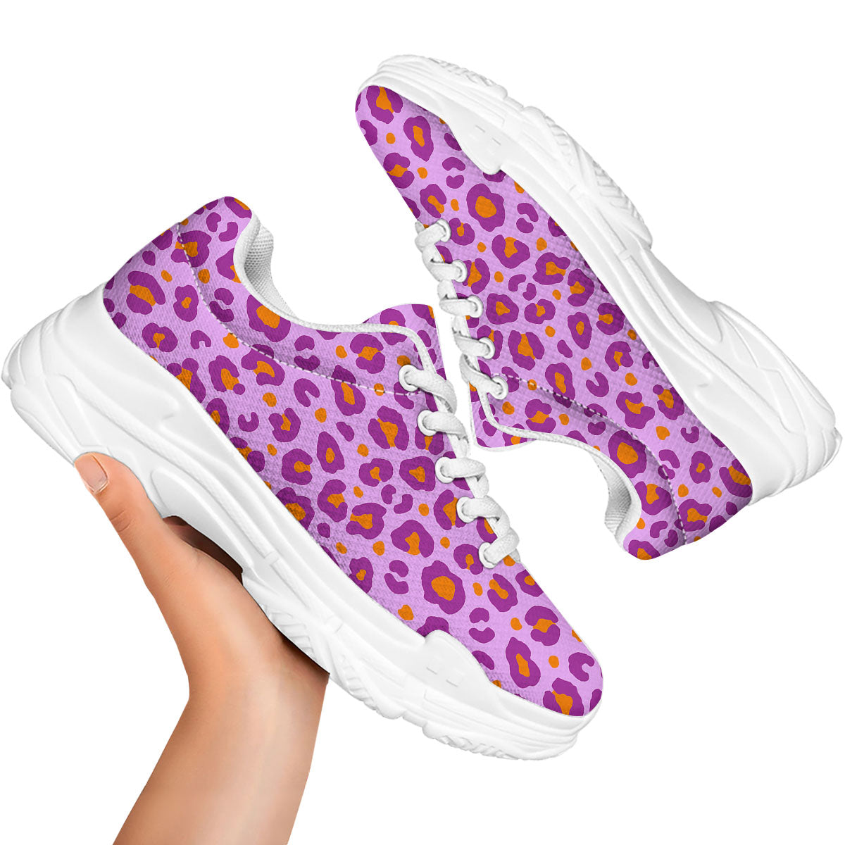 Leopard Purple And Orange Print White Chunky Shoes-grizzshop