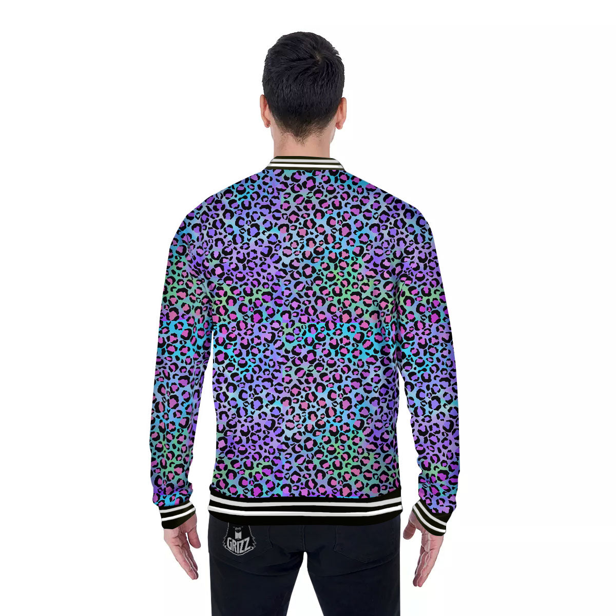 Leopard Rainbow And Purple Print Pattern Baseball Jacket-grizzshop