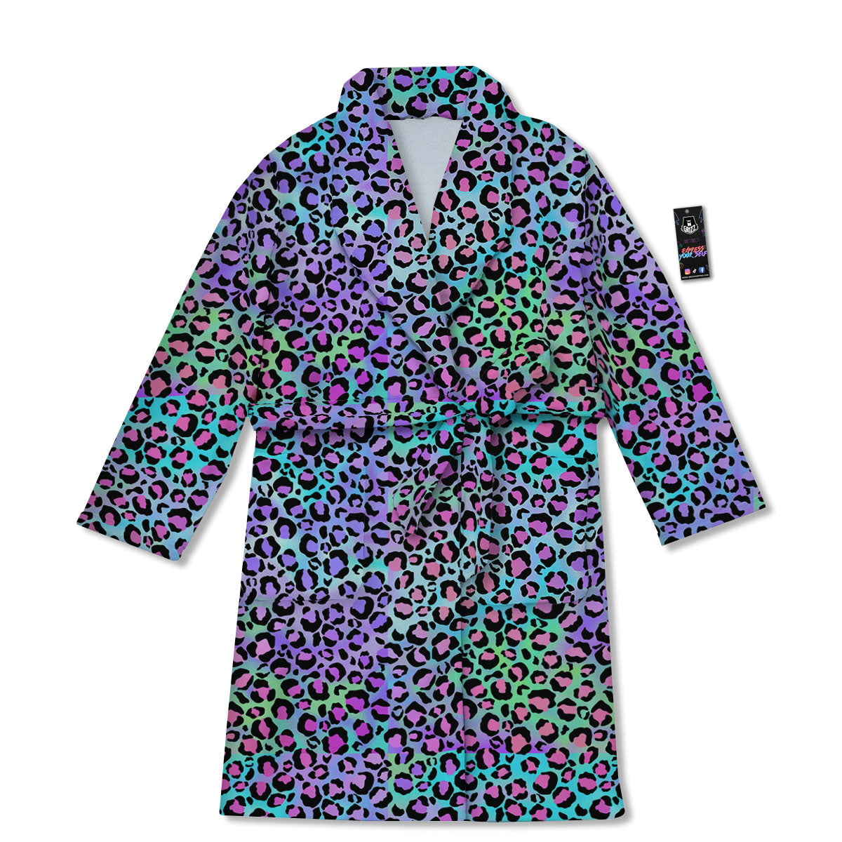Leopard Rainbow And Purple Print Pattern Bathrobe-grizzshop