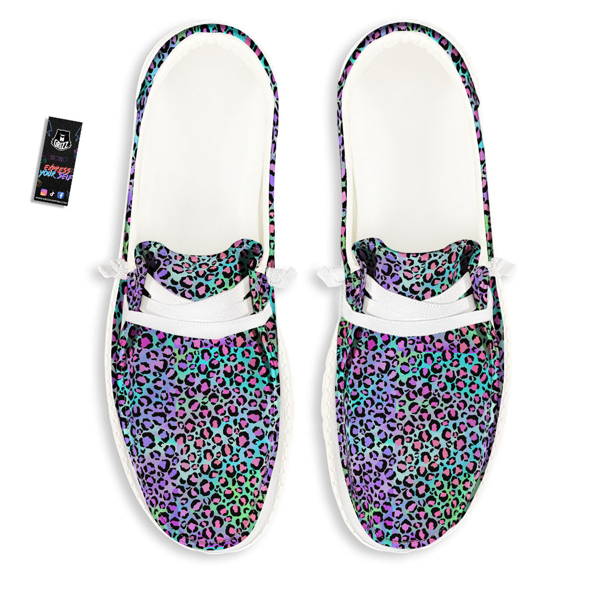 Leopard Rainbow And Purple Print Pattern Black Loafers-grizzshop