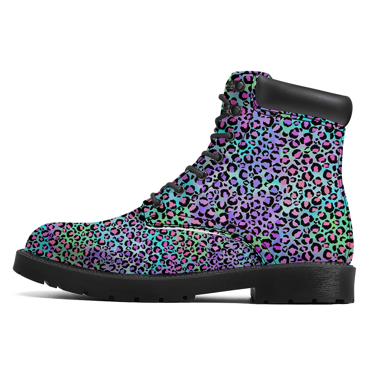 Leopard Rainbow And Purple Print Pattern Boots-grizzshop