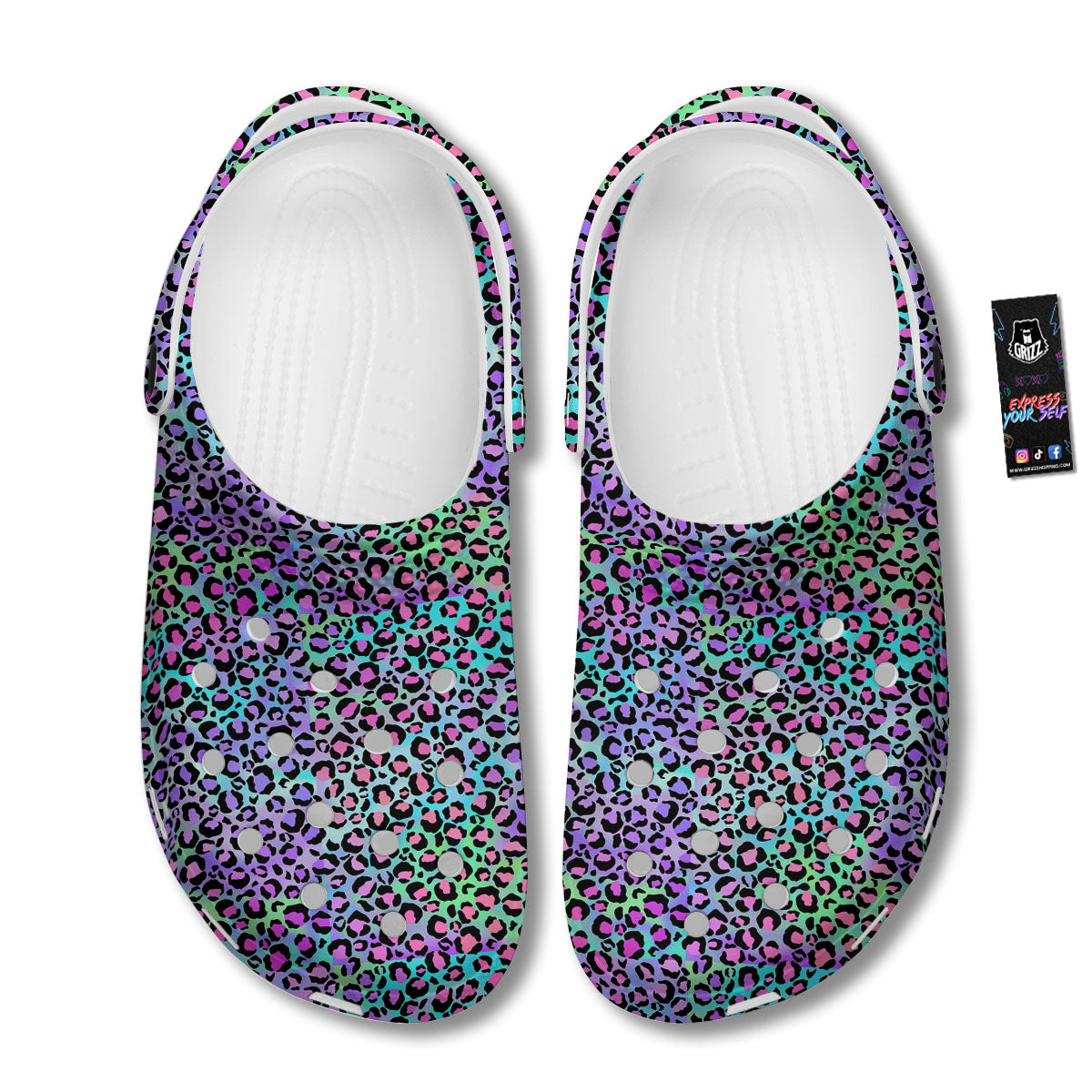 Leopard Rainbow And Purple Print Pattern Clog-grizzshop