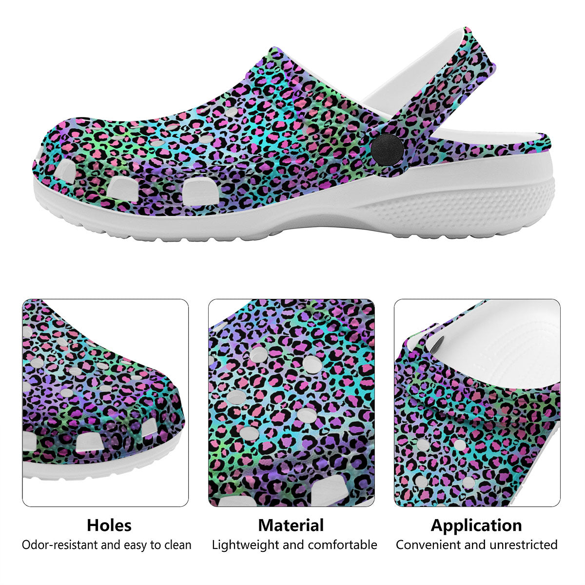 Leopard Rainbow And Purple Print Pattern Clog-grizzshop