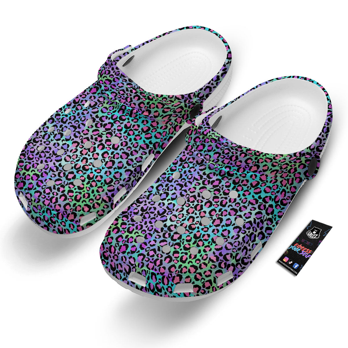 Leopard Rainbow And Purple Print Pattern Clog-grizzshop