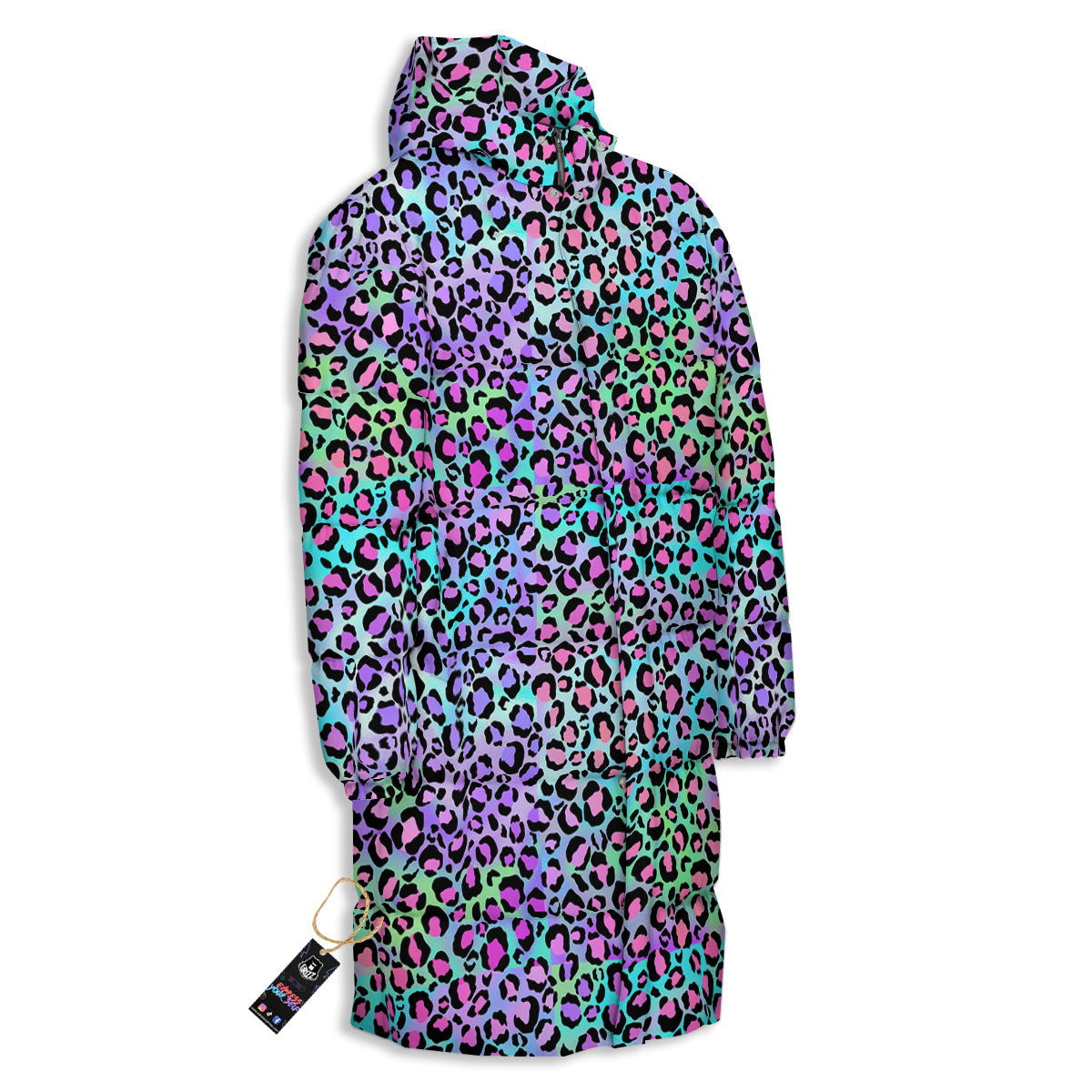 Leopard Rainbow And Purple Print Pattern Long Down Jacket-grizzshop