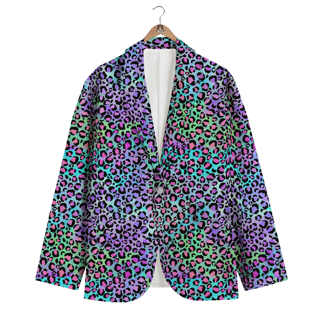 Leopard Rainbow And Purple Print Pattern Men's Blazer-grizzshop