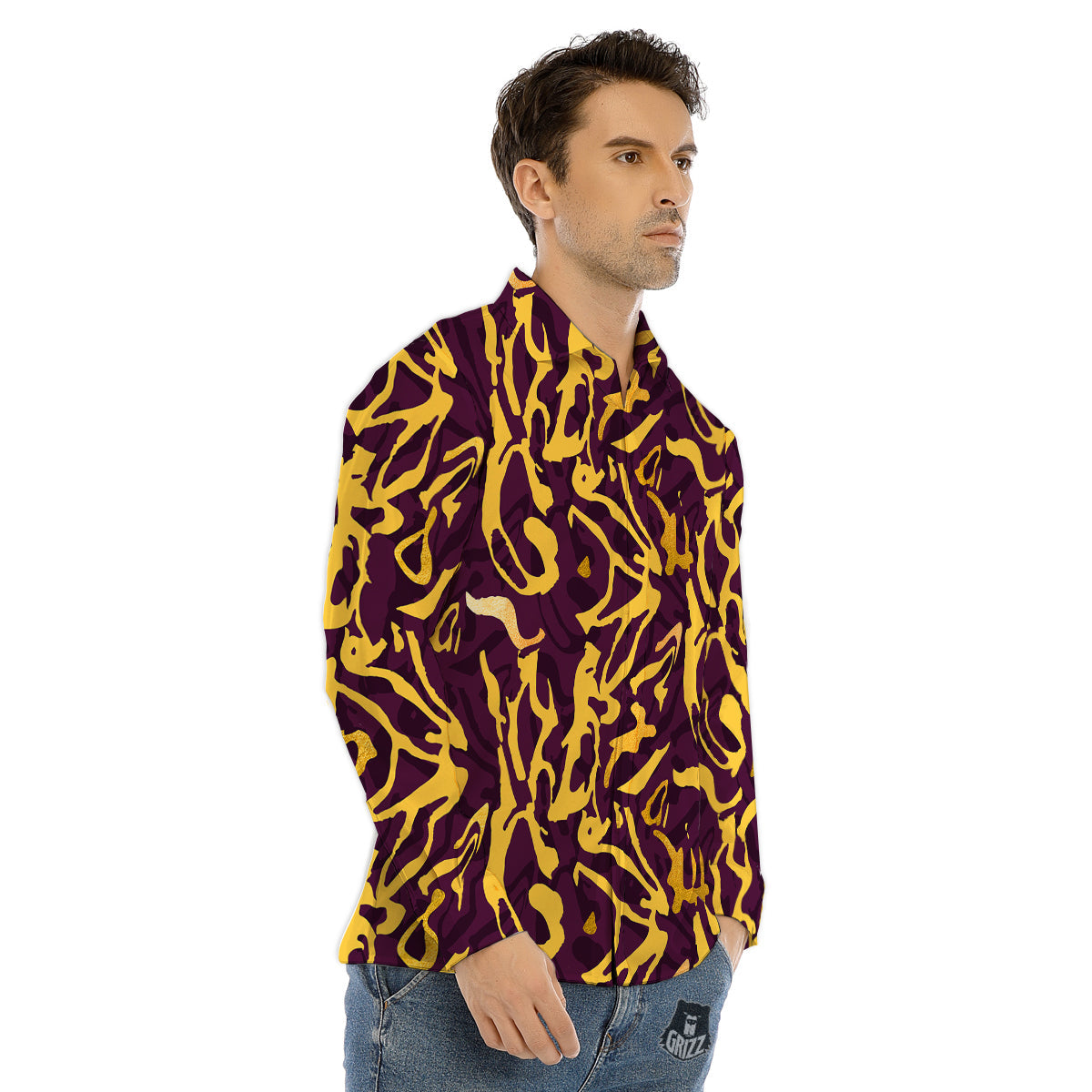 Leopard Rainbow And Purple Print Pattern Men's Dress Shirts-grizzshop