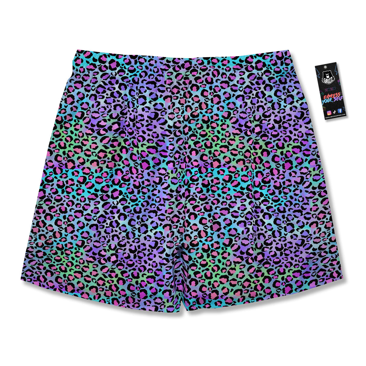 Leopard Rainbow And Purple Print Pattern Men's Running Shorts-grizzshop