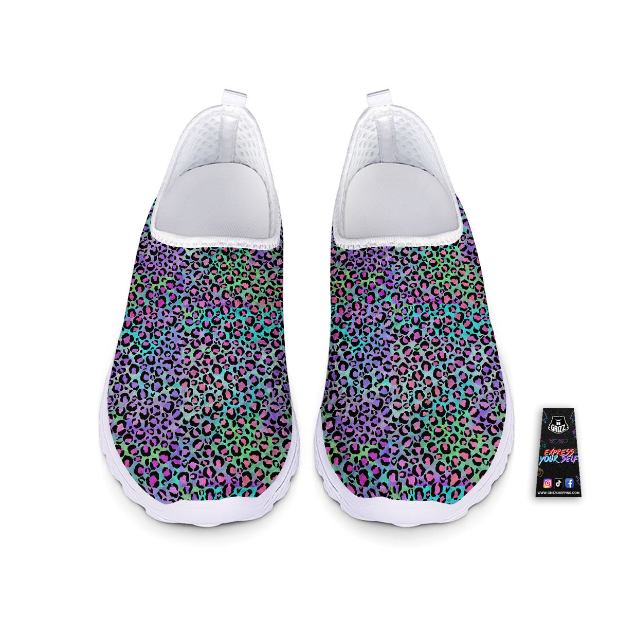Leopard Rainbow And Purple Print Pattern Nurse Shoes-grizzshop