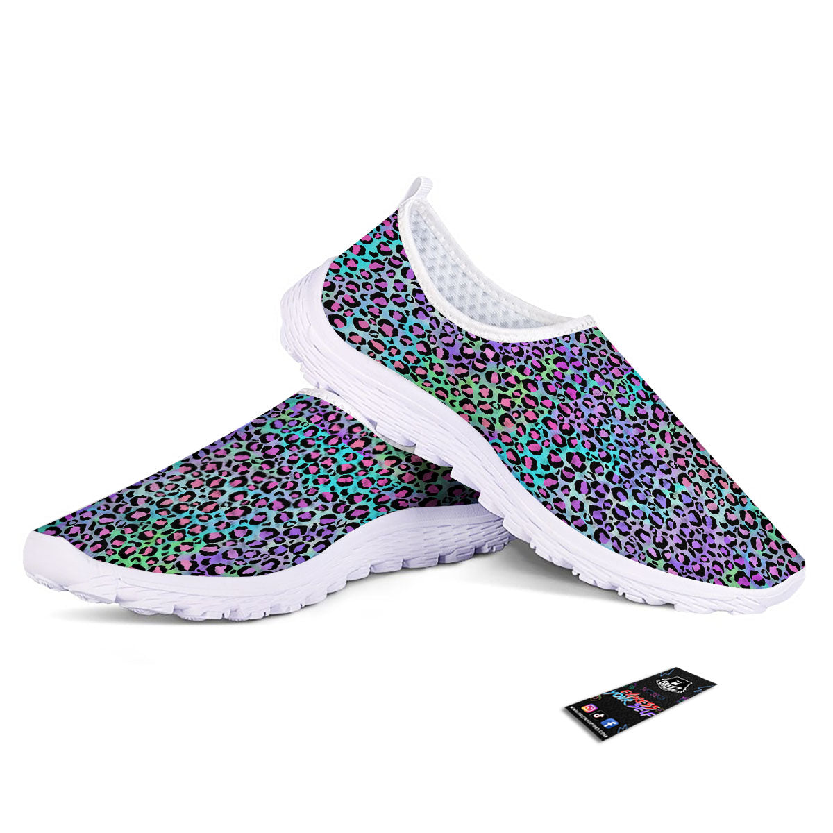 Leopard Rainbow And Purple Print Pattern Nurse Shoes-grizzshop