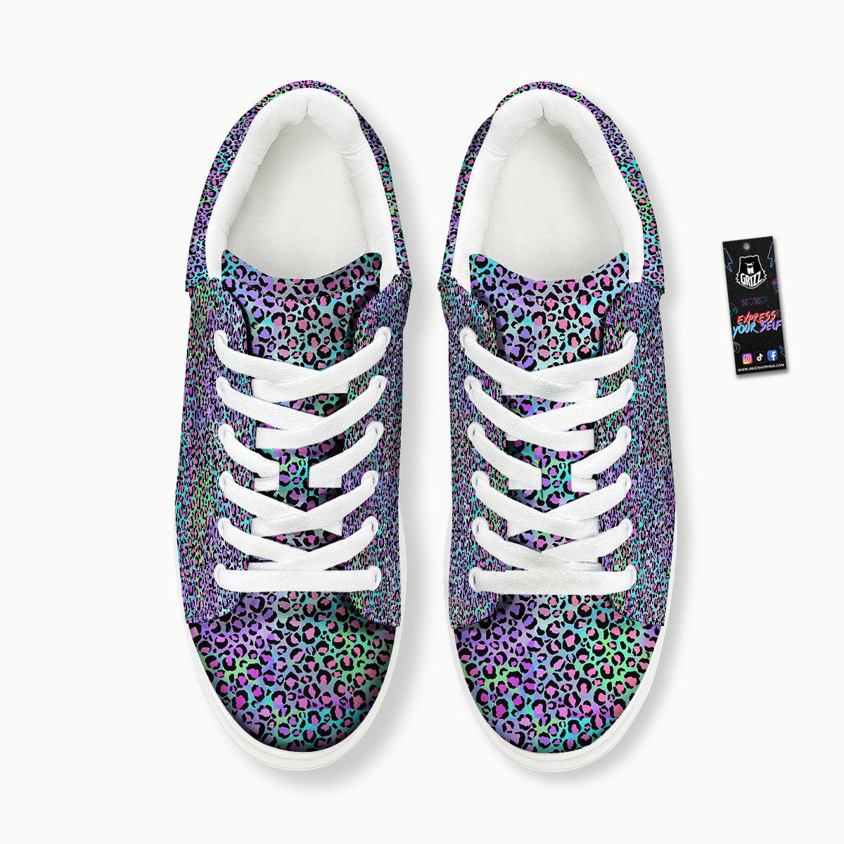 Leopard Rainbow And Purple Print Pattern Platform Shoes-grizzshop